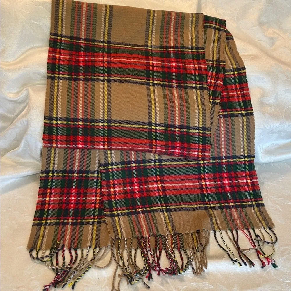 Cashmere Classic Tartan Plaid Scarf 100% made in Scotland super soft EUC